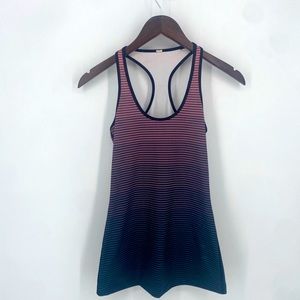 Striped Racerback Tank Top in Pink to Teal Ombre